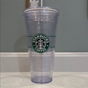 Vintage Starbucks Clear Tumbler with Lid. Venti / 20oz no straw